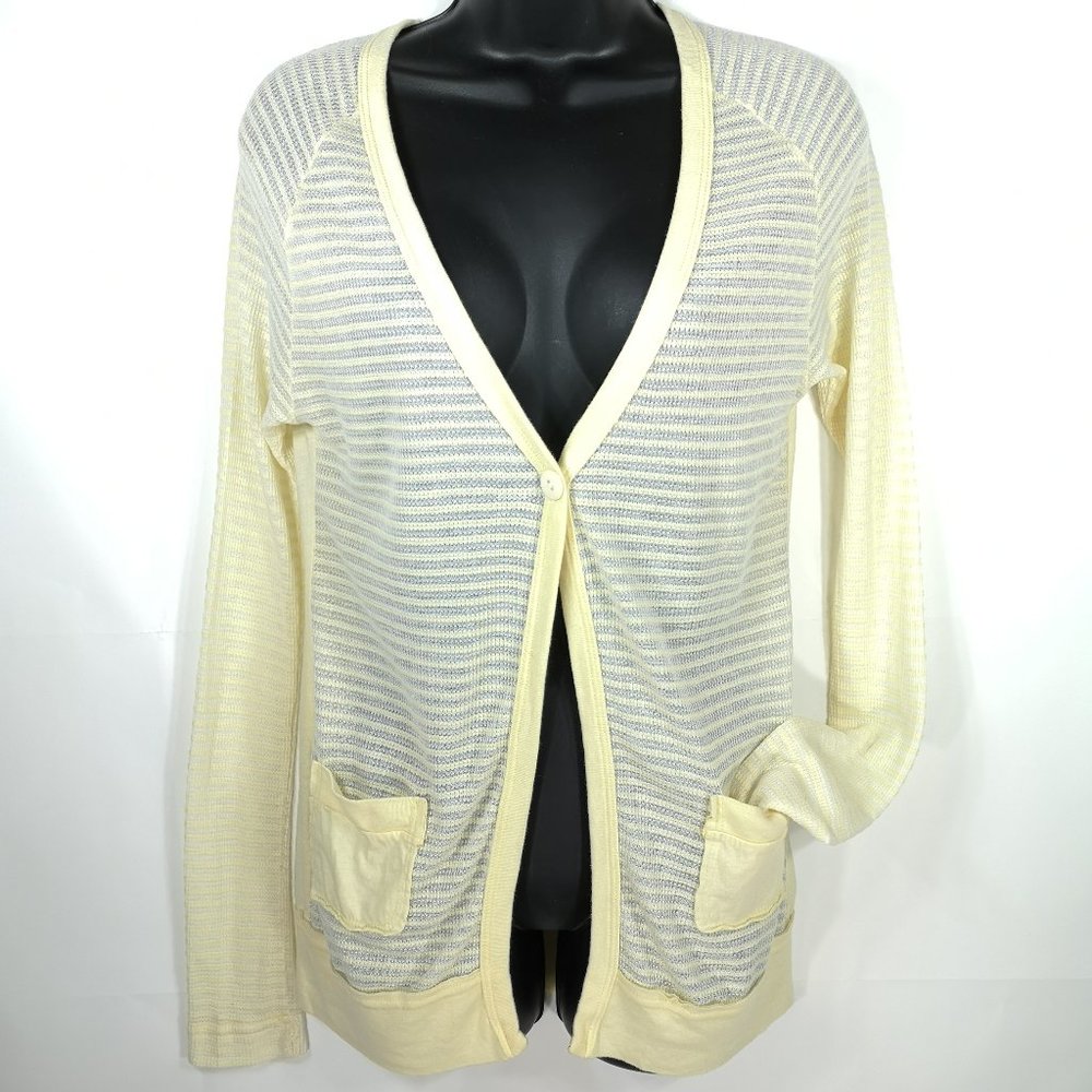 Free People Striped Cardigan Sweater Size XS One Button & Pockets Long Sleeve